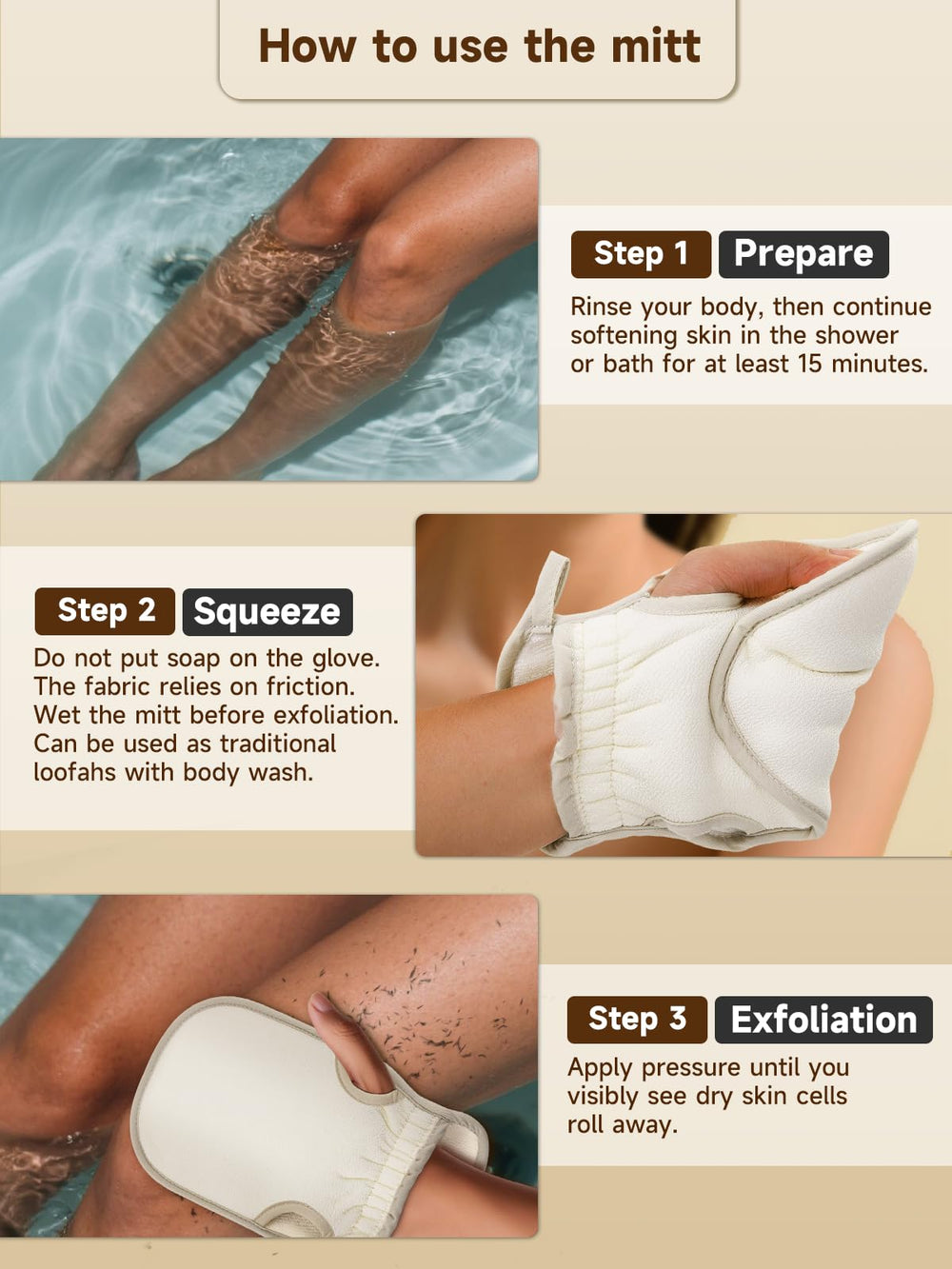 Aswdbbn shower-ready glove with body wash for silky skin