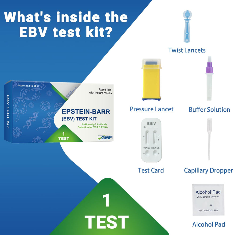 Illustration showing VCA IgG and EBNA IgG markers in the EBV test