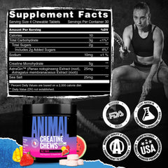 Athlete chewing Animal Creatine Chews during training