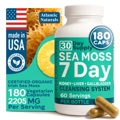 Atlantic Naturals Sea Moss Capsules bottle on white background