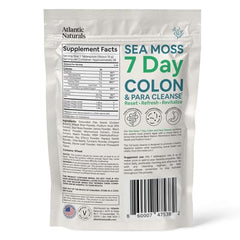 Product packaging showing the 7-day digestive program for Pineapple flavor Sea Moss drink mix, 14oz