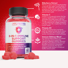 Close-up of berry-flavored immune gummies