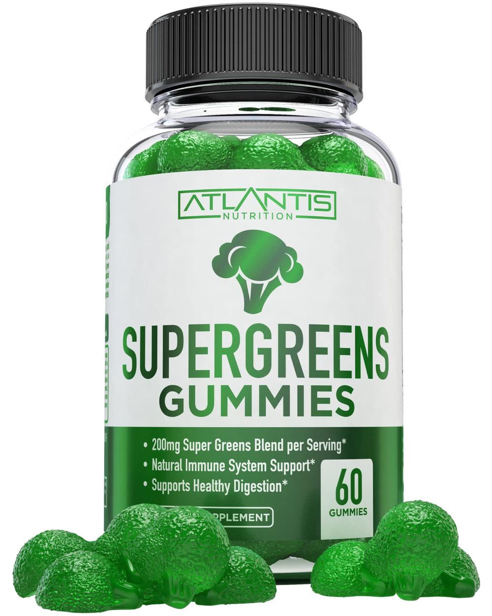 Atlantis Nutrition Supergreens Gummies bottle front view