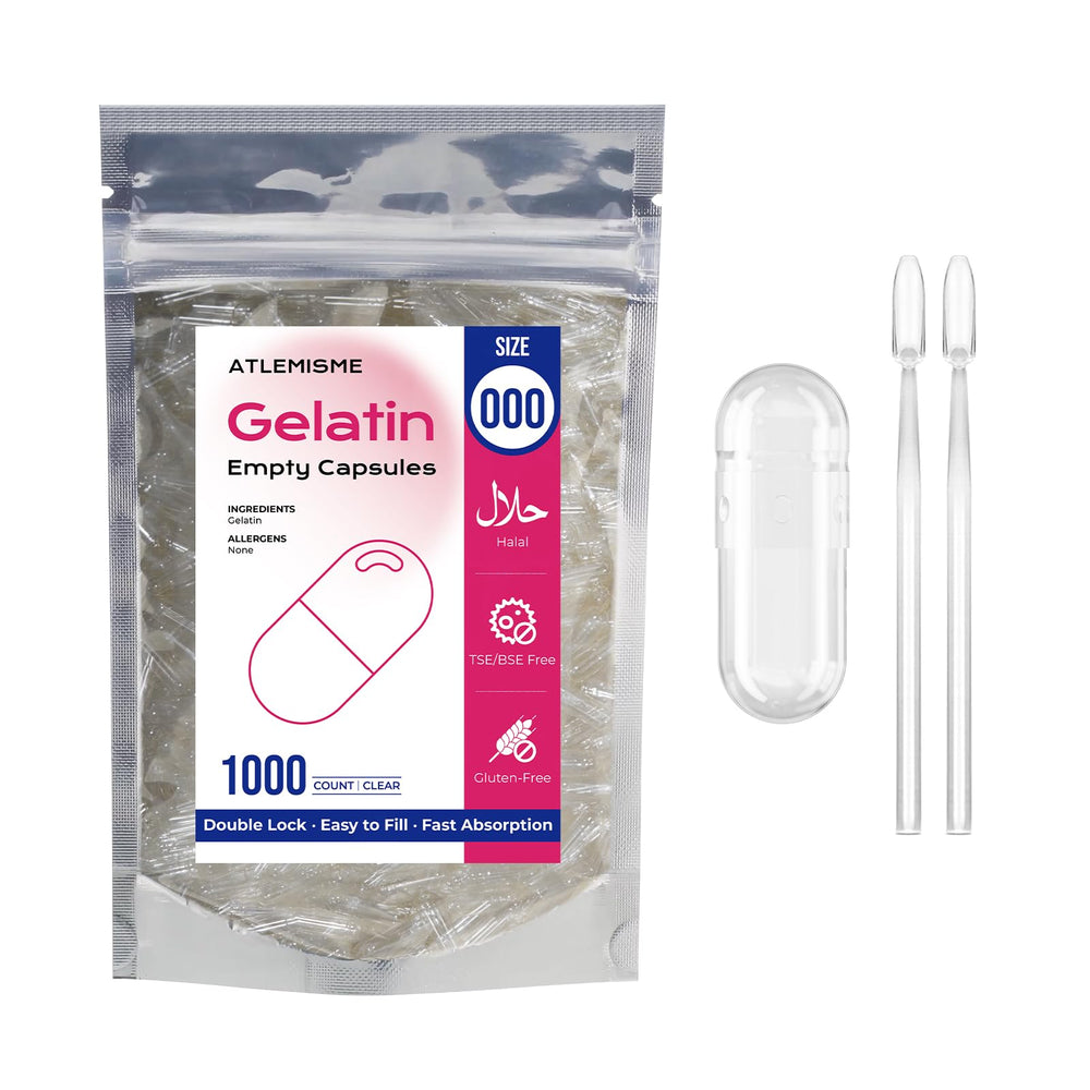ATLEMISME Empty Gelatin Capsules Size 000 1000-count packaging