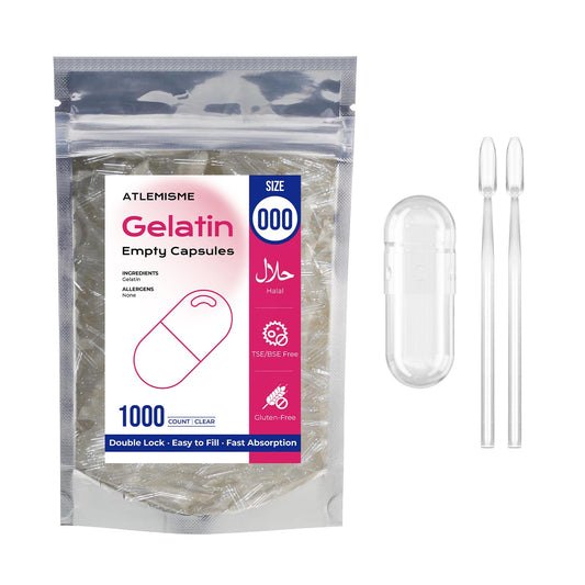 ATLEMISME Empty Gelatin Capsules Size 000 1000-count packaging