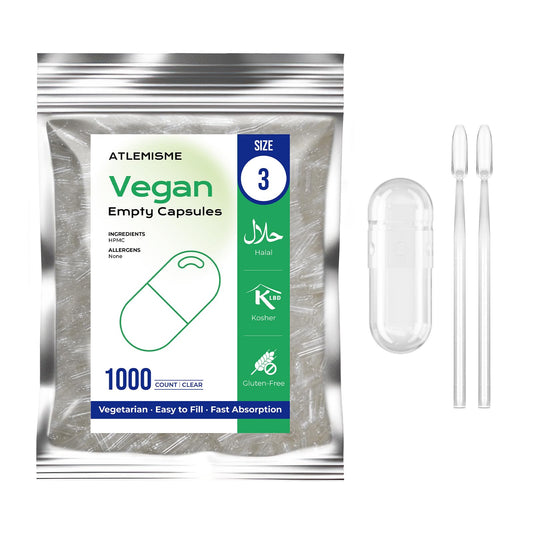 ATLEMISME Empty Vegan Capsules Size 3 – 1000 Count