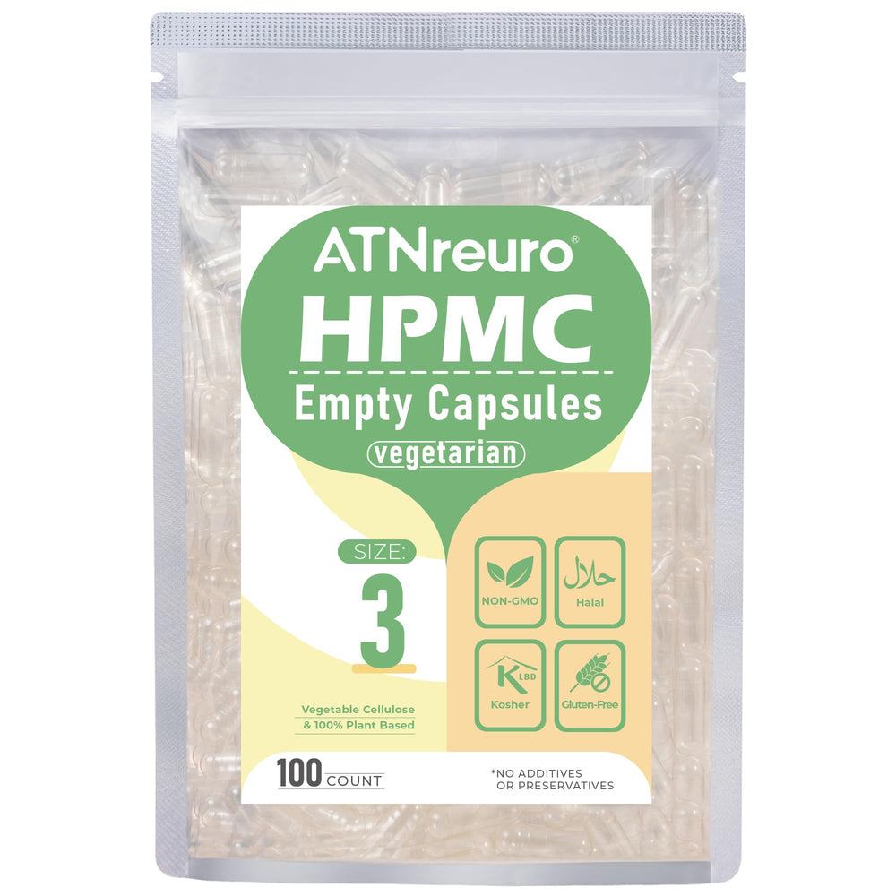 ATNreuro Empty Vegan Capsules Size 3 - 100 Count