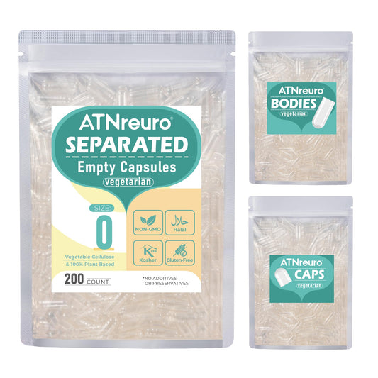 ATNreuro vegan separated empty capsules size 0, 200 count - product image 1