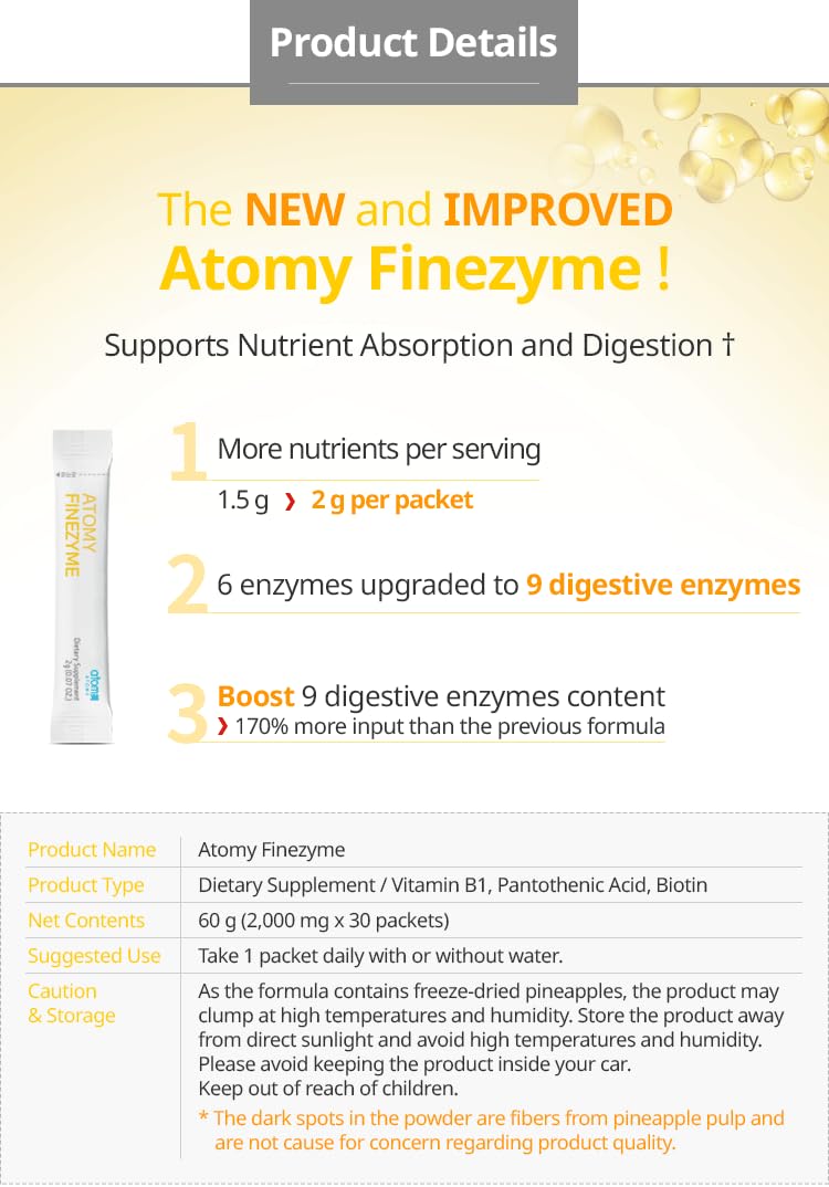 Boxed 30-pack of Atomy Finezyme Pineapple Fermentation Digestive Enzymes