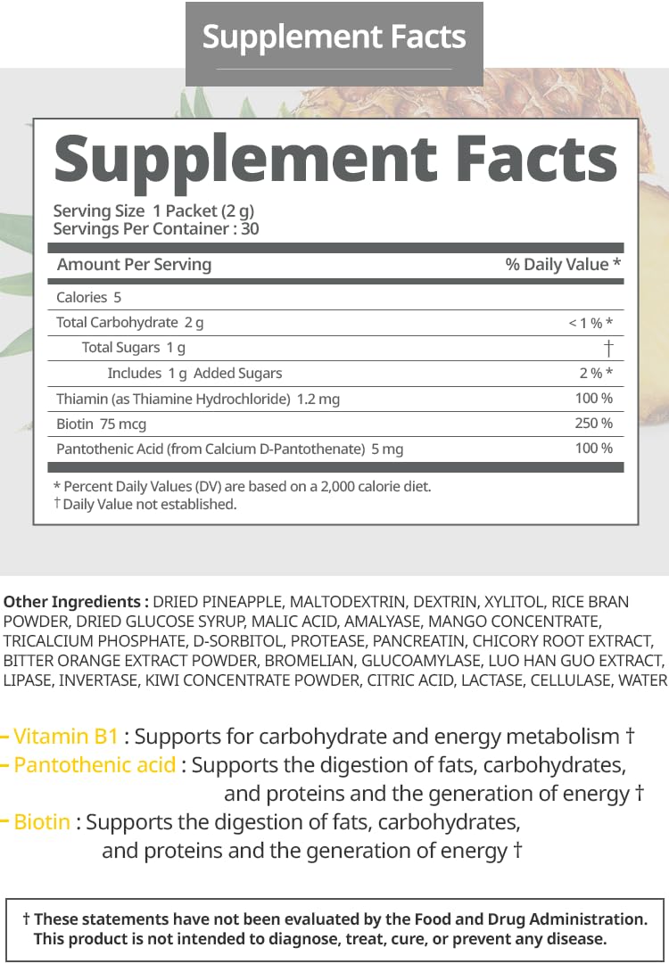 Individual packet for Atomy Finezyme Pineapple Fermentation Digestive Enzymes