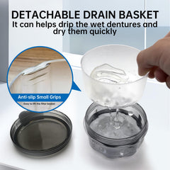 Attached mini brush for denture cleaning