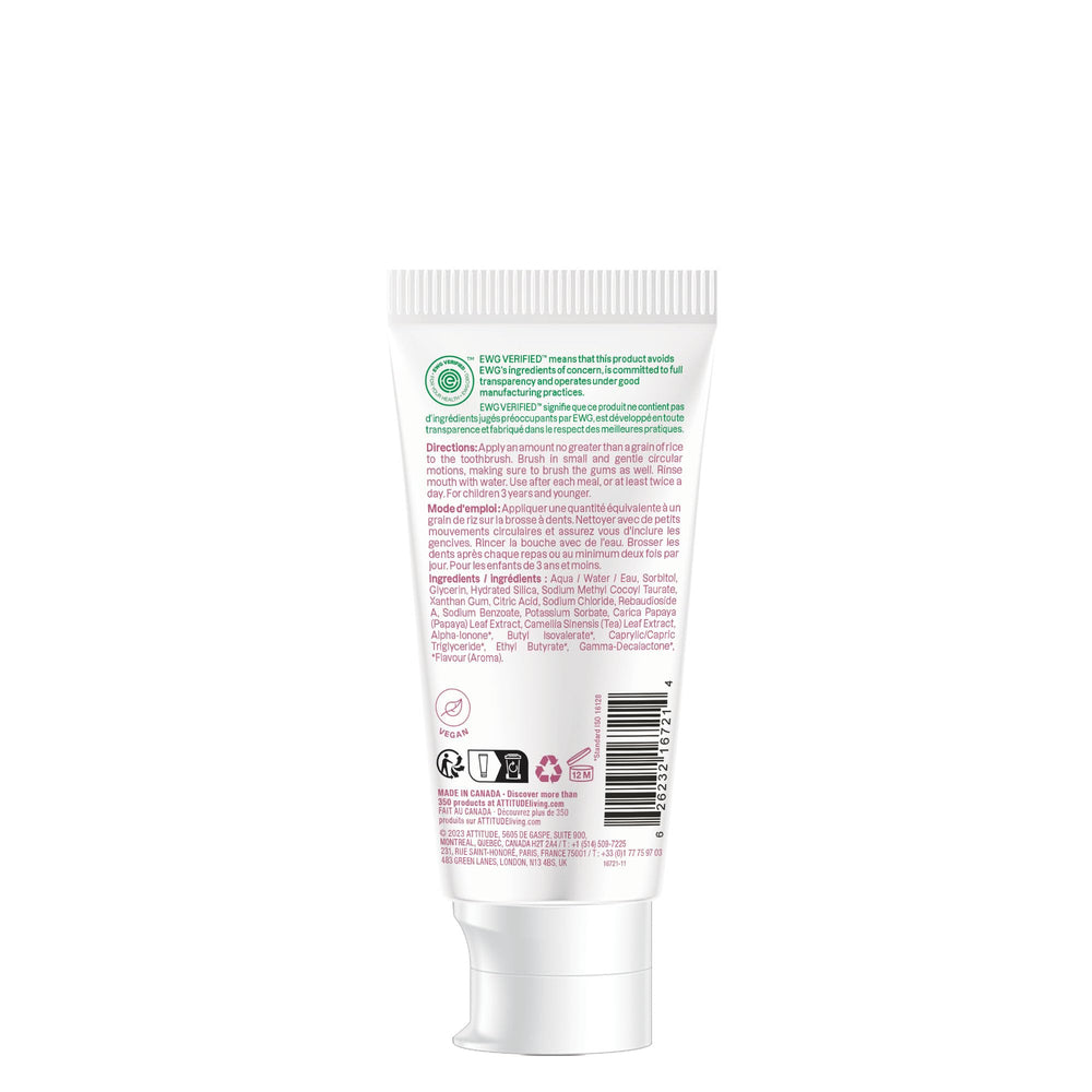 Baby toothbrush paired with strawberry toothpaste for travel and daily use