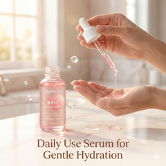 Aufdzceh 5-in-1 serum close-up; features HA and niacinamide for hydration.