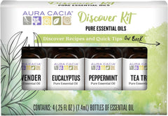 Lavender essential oil bottle from Aura Cacia Discover Essential Oils Kit 4-Pack