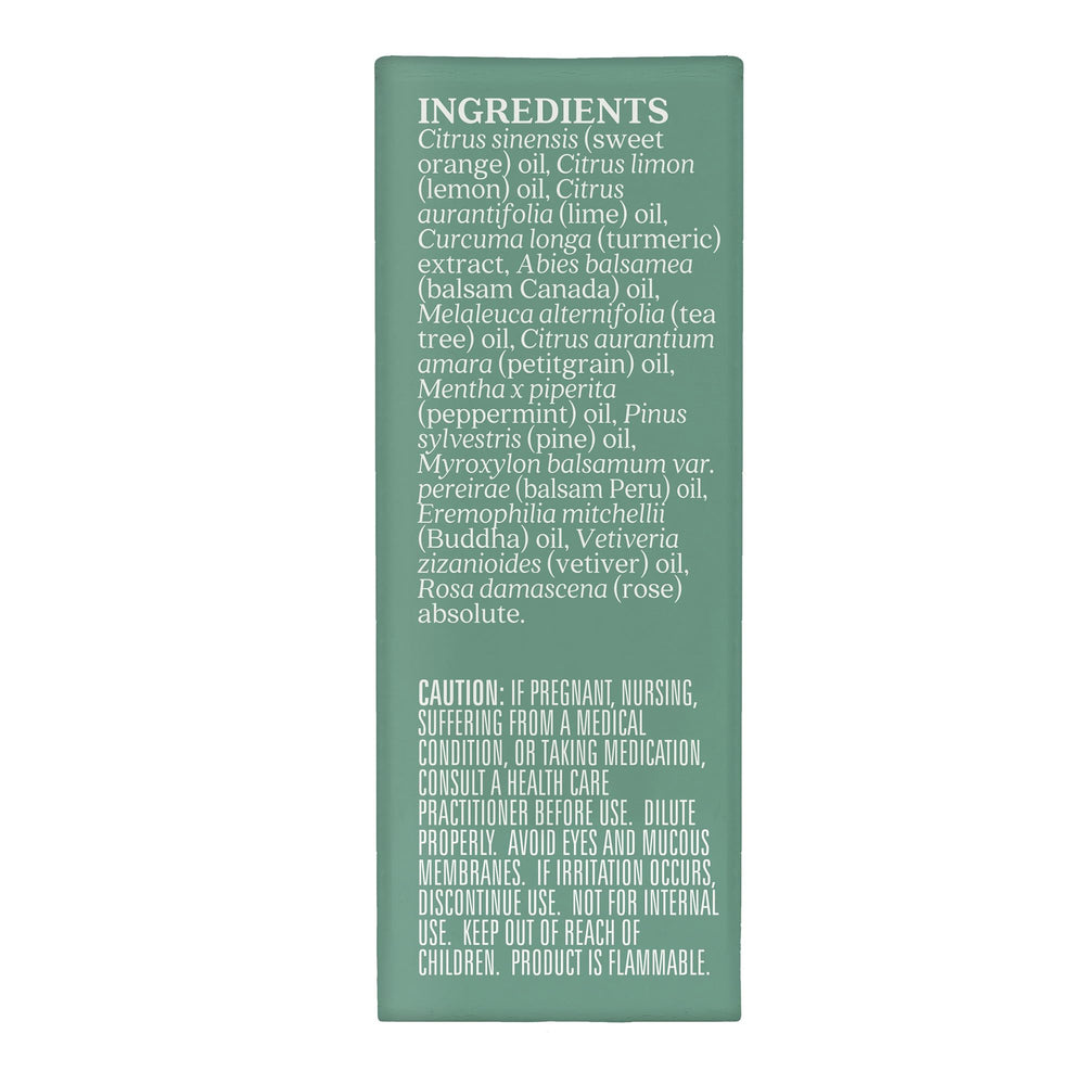 Close-up of Aura Cacia Fresh Essential Oil Blend bottle