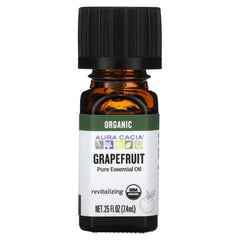 Aura Cacia Grapefruit Essential Oil bottle 7.4 ml, 100% pure and organic