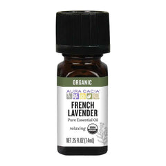 Aura Cacia Lavender French Organic Pure Essential Oil bottle, 0.25 oz (7.4 ml)