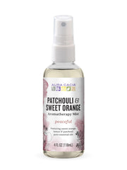 4 oz Aura Cacia Peaceful Patchouli & Sweet Orange Room & Body Mist bottle