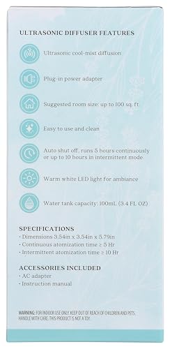 Aura Cacia wood grain diffuser in room, diffusing aroma for relaxing space