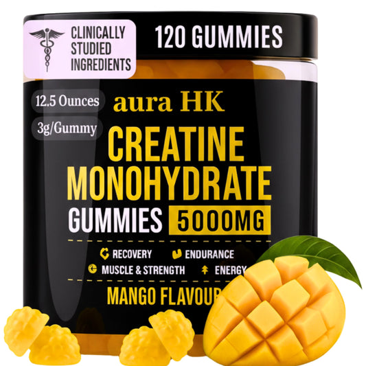 Front view of Aura HK Creatine Monohydrate Gummies Mango flavor