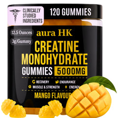 Front view of Aura HK Creatine Monohydrate Gummies Mango flavor