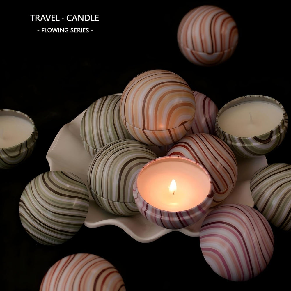 Aurestan 2.5oz mini candle in tin highlighting compact travel-friendly design.