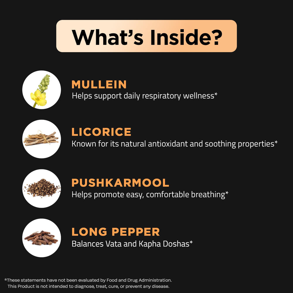 Natural ingredients including Pushkarmool in Auric Resp 365