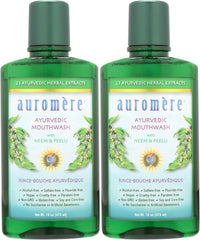 Auromere Ayurvedic Mouthwash bottle 16 oz in a 2-pack on a clean surface