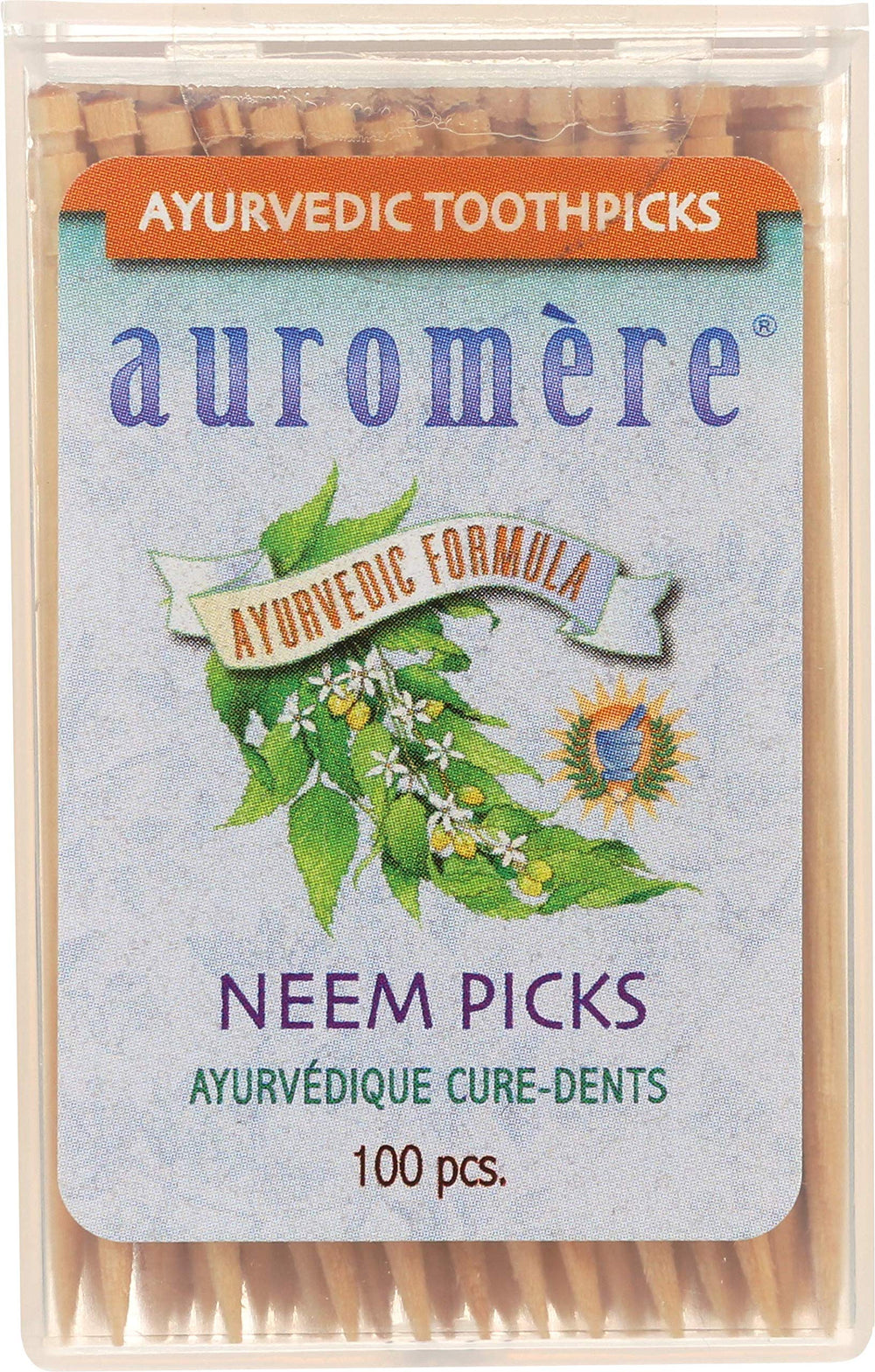 Auromere Neem Toothpicks in 100-count pack, vegan and natural