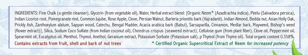 Ingredients highlight neem and peelu in toothpaste formula