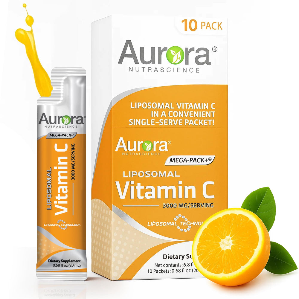 Front view of Aurora Nutrascience Liposomal Vitamin C Mega-Pack (Orange flavor)