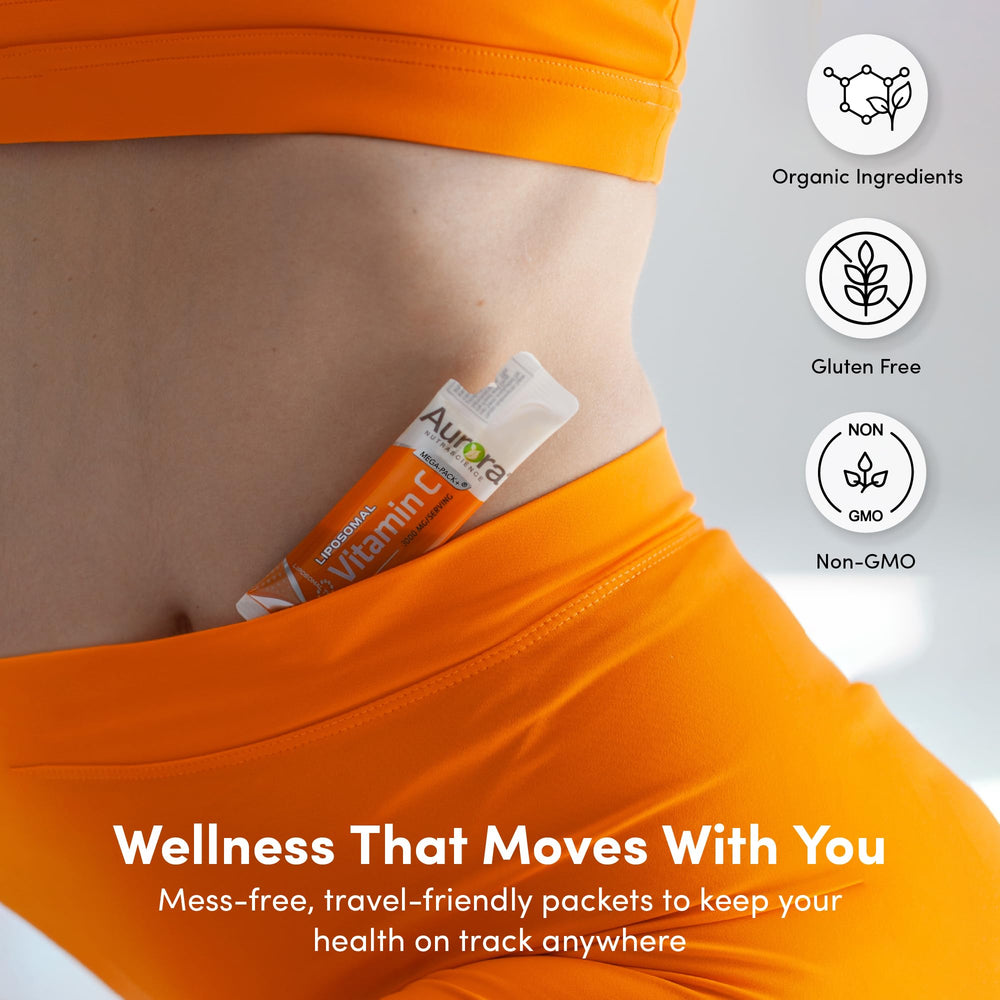 Orange flavor Vitamin C packets and packaging