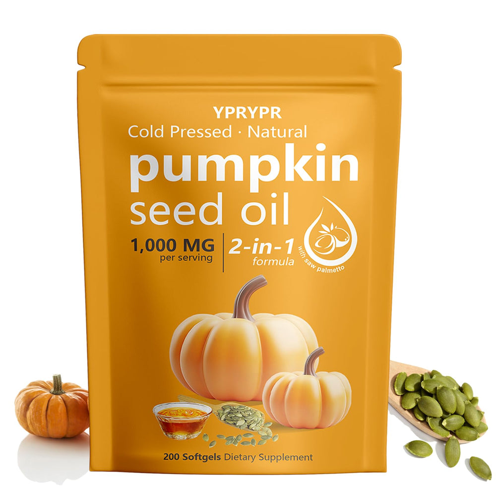 Aurove Pumpkin Seed Oil with Saw Palmetto Capsules bottle on white background