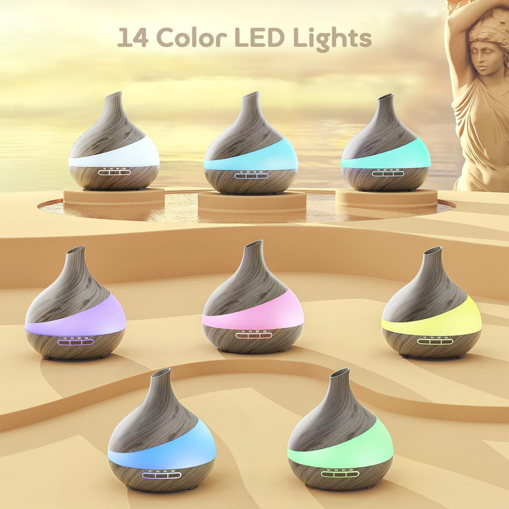 Diffuser with timer options 1, 3, and 6 hours and auto shut-off