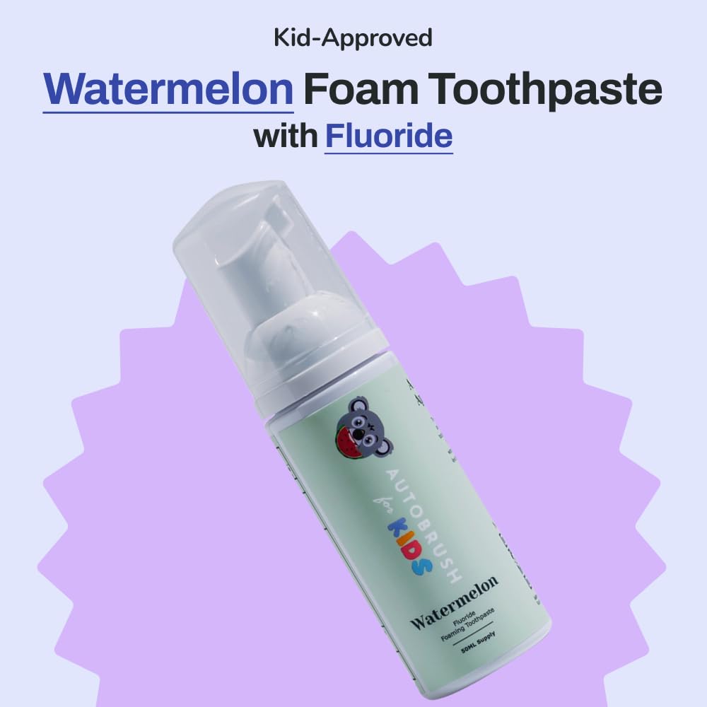 Autobrush Fluoride Foaming Toothpaste for Kids - Watermelon Flavor (side view)