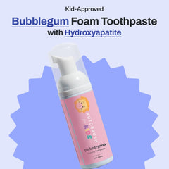 Autobrush kids bubblegum foaming toothpaste label close-up