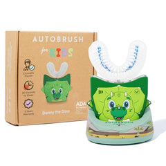 autobrush Kids Dinosaur toothbrush front view with LED lights