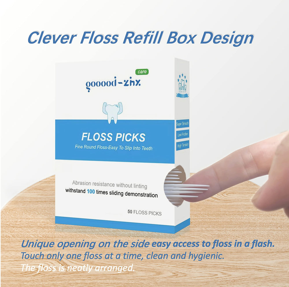 Smiley travel floss case with 8 floss picks