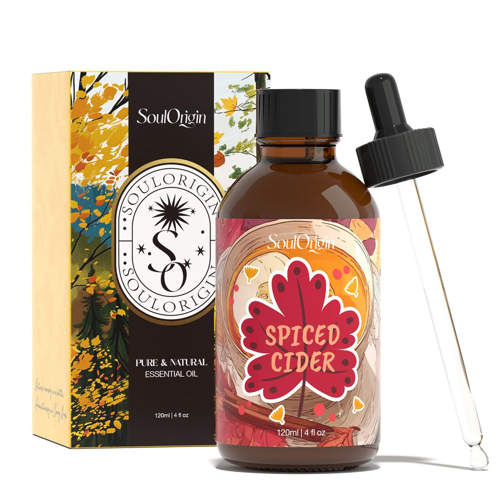 Autumn Spiced Cider Essential Oil bottle 120ml on neutral background