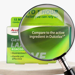 AVEDANA Bisacodyl suppository packaging emphasizes portability in a compact pack for travel.