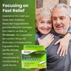 AVEDANA Bisacodyl suppository travel-friendly illustrates on-the-go use when needed.