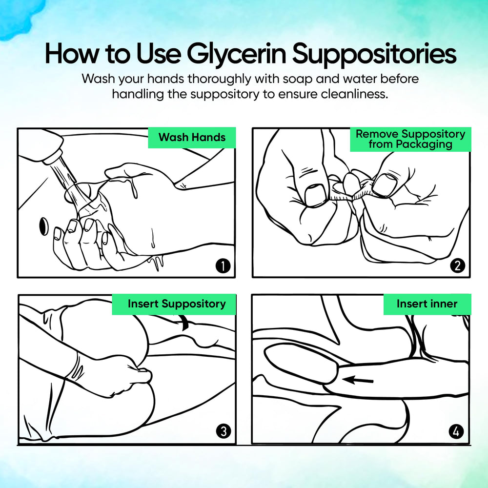 AVEDANA glycerin suppositories insertion ease visual emphasizes comfortable, painless placement for fast relief.