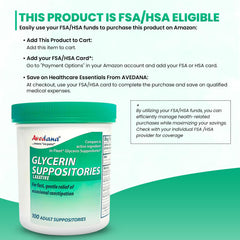 AVEDANA USP 2g glycerin suppositories compact packaging for travel and storage