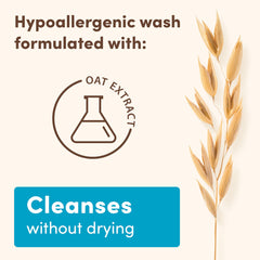 Hypoallergenic tear-free Aveeno Baby wash and shampoo packaging