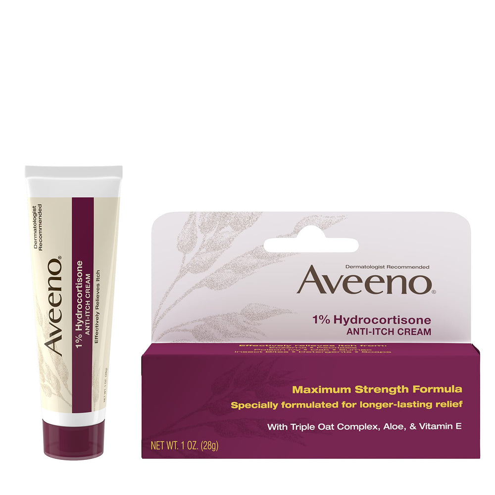 Aveeno triple oat skin soothing blend highlighted for calming relief.