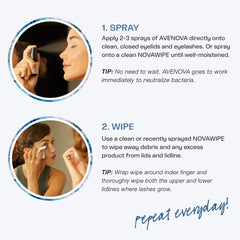 Avenova brand endorsement badge signals professional eye-care support.