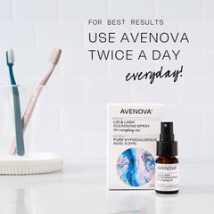 Avenova glass bottle contrast to prevent plastic leaching.