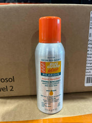 Avon Skin So Soft Bug Guard Plus Picaridin spray packaging on shelf.