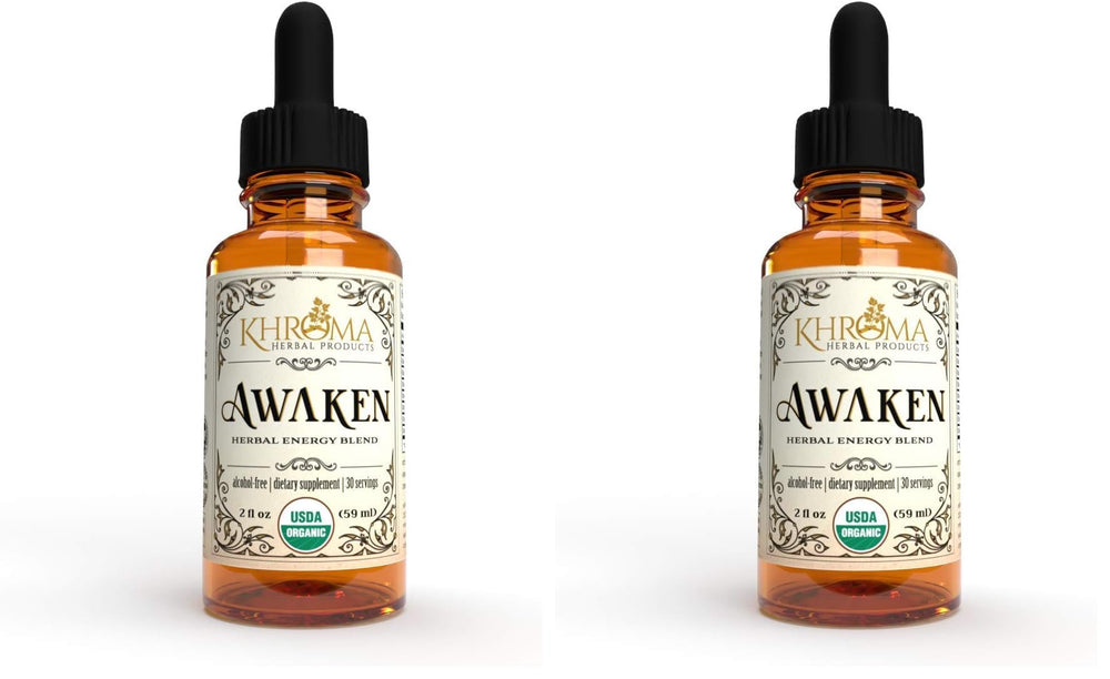 Awaken organic energy supplement bottle front view