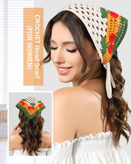 AWAYTR crochet headband with floral orange design brightens outfits and covers roots